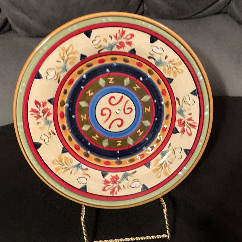 2009 HANDPAINTED Corsica ESMERALDA Round Salad Plate-8.5" D-Multicolored-EUC